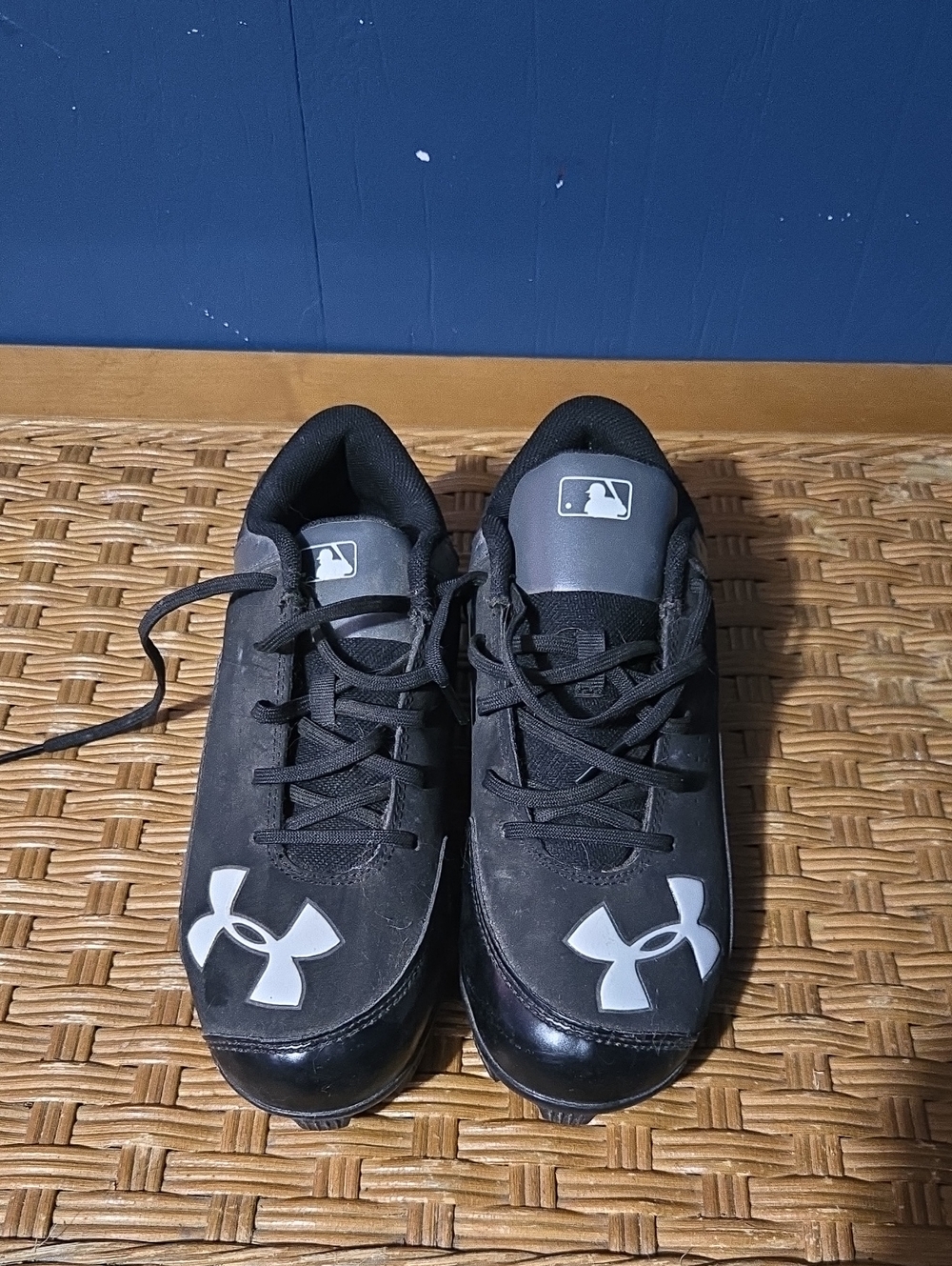 Under Armour Baseball Black Youth Athletic Cleats with White Logo